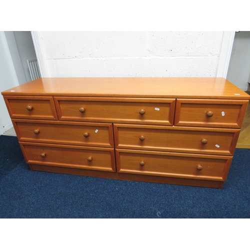 852 - Mid Century Teak G-Plan Multi Drawer chest in good order. Measures H:27 x W:59 x D18 inches S2