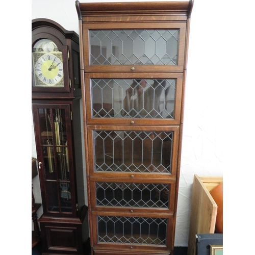 854 - Late 19th/Early 20th Century Solicitors Six section Bookcase with up and over leaded glazed doors. D... 