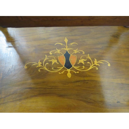 858 - Lovely Late 19th Century Sewing box in Burr Walnut Veneer. Inlaid Decoration. Raised on Turned legs ... 