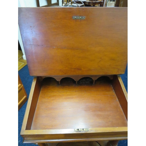 859 - Lovely Late 19th Century Leather topped Writing Desk. Inlaid Marquetry Decoration. Raised on turned ... 