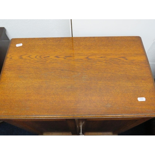 862 - Beautifully made Coin Collectors Cabinet in Light Oak with locking door and Key. 18 Ebonised drawers... 