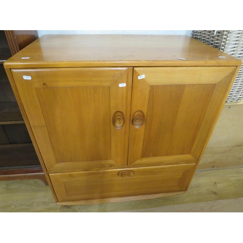 865 - Light wood TV Cabinet with DVD drawer under. In Ercol Style. Would lend itself to other uses.  H:37 ... 