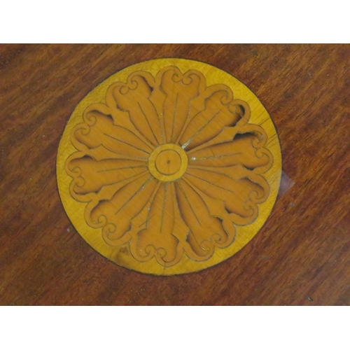 877 - Lovely Mahogany Octagonal table with satinwood inlaid decoration to centre. Raised on four tapered i... 