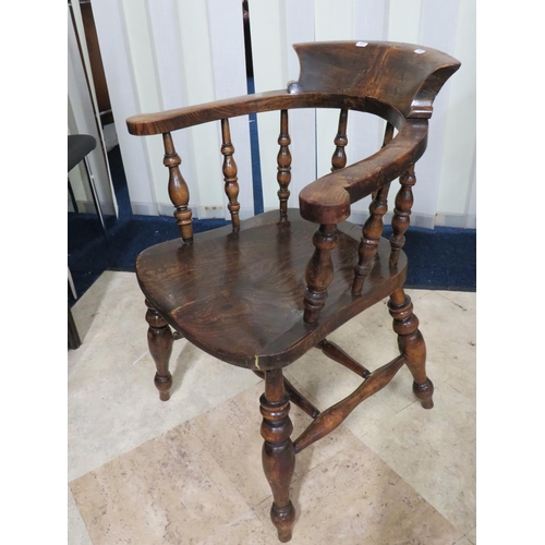 887 - Victorian Era Captains or Smokers chair, Turned legs, spindles, stretchers, Very strong joints. Good... 