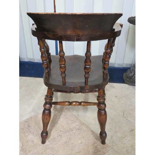 887 - Victorian Era Captains or Smokers chair, Turned legs, spindles, stretchers, Very strong joints. Good... 