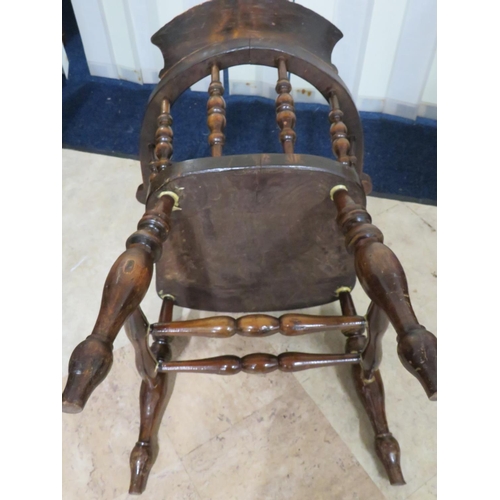 887 - Victorian Era Captains or Smokers chair, Turned legs, spindles, stretchers, Very strong joints. Good... 