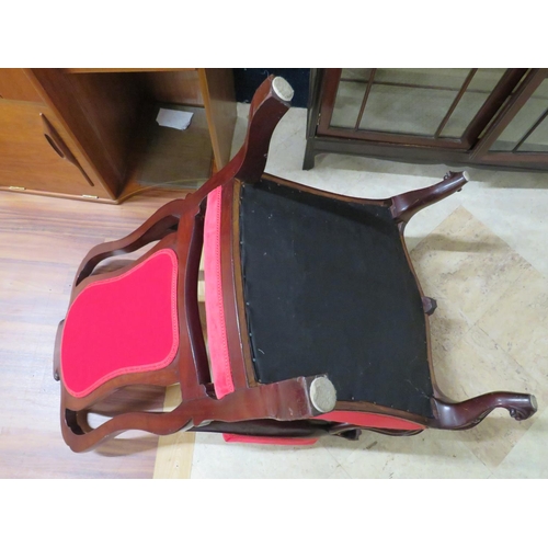 892 - Lovely Mahoghany Victorian Low chair upholstered in Vivid Crimson velour. Excellent condition. See p... 