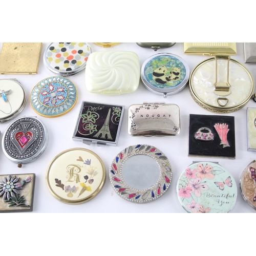 200 - 50 x Assorted Ladies VANITY Compact MIRRORS Inc Silver Plate, Floral Etc   693880