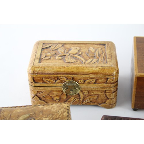 207 - 8 x Vintage WOODEN BOXES Inc Carved, Cigar, Music, Etc     546807