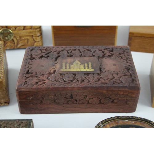 207 - 8 x Vintage WOODEN BOXES Inc Carved, Cigar, Music, Etc     546807