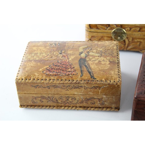 207 - 8 x Vintage WOODEN BOXES Inc Carved, Cigar, Music, Etc     546807