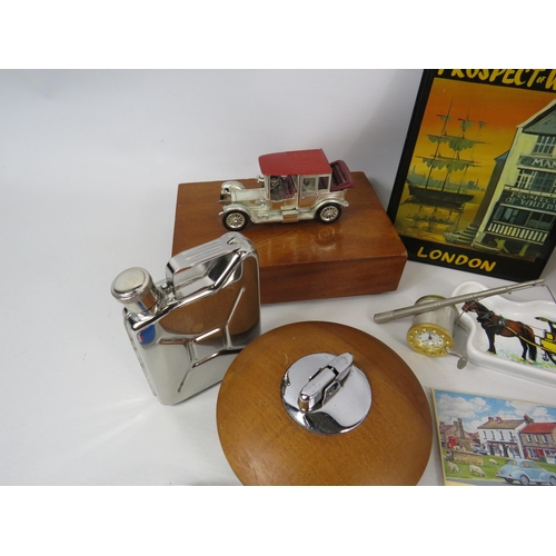 617 - Mixed collectables lot to include Vintage cycle lamp, lighters etc