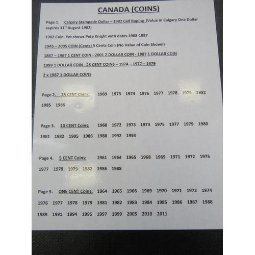 635 - Folder of Canadian coins.