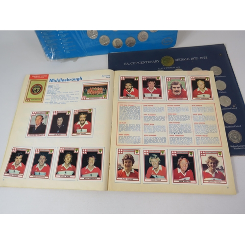 639 - Panini Shoot sticker album 1978 complete plus 2 football coin collections.