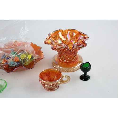 221 - Job Lot Assorted Vintage GLASS ORNAMENTS Inc Carnival Glass, Sweets, Trinket Etc     698611