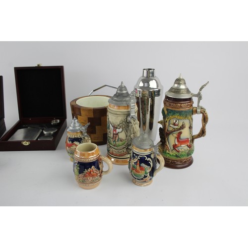 222 - Job Lot Assorted Vintage BREWERIANA Inc Cocktail Shaker, Stein, Gift Set Etc     694084