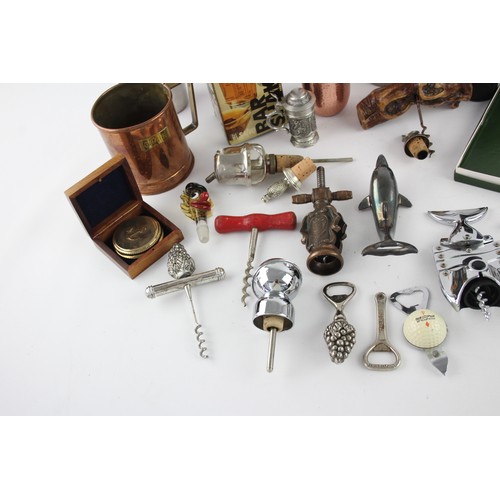 224 - Job Lot Assorted Vintage BREWERIANA Inc Cork Screw, Bottle Opener, Cocktail Shak     694091