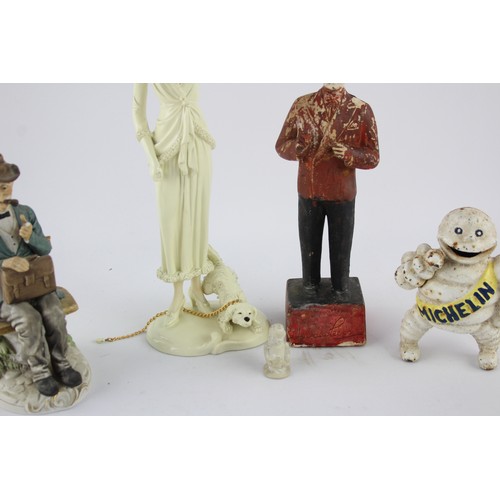 233 - 5 x Assorted Vintage Sculpture / Statue ORNAMENTS Inc Lady, Michelin Man Etc     628851