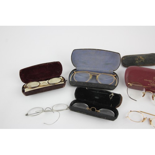 249 - 12 x Antique / Vintage SPECTACLES Inc Rolled Gold, Cased Etc      694054