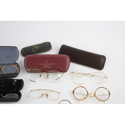 249 - 12 x Antique / Vintage SPECTACLES Inc Rolled Gold, Cased Etc      694054