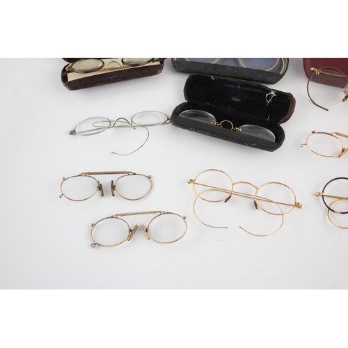 249 - 12 x Antique / Vintage SPECTACLES Inc Rolled Gold, Cased Etc      694054