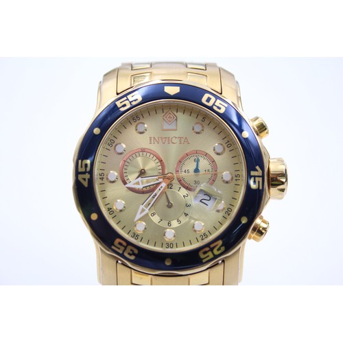 260 - Gents INVICTA No. 80068 Gold Tone Chronograph WRISTWATCH Quartz WORKING     206331