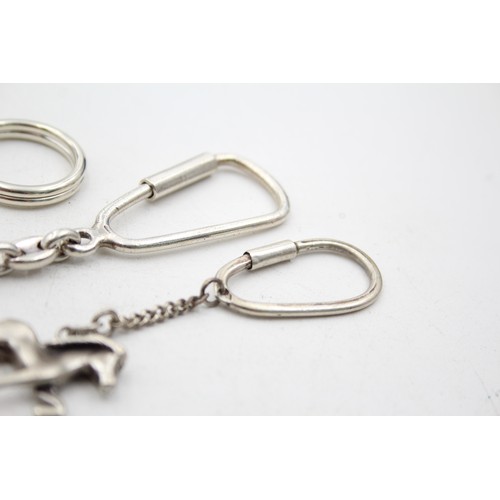 290 - 3 x Assorted Stamped .925 STERLING SILVER Keyrings Inc Vintage, Horse Etc (45g)     559236