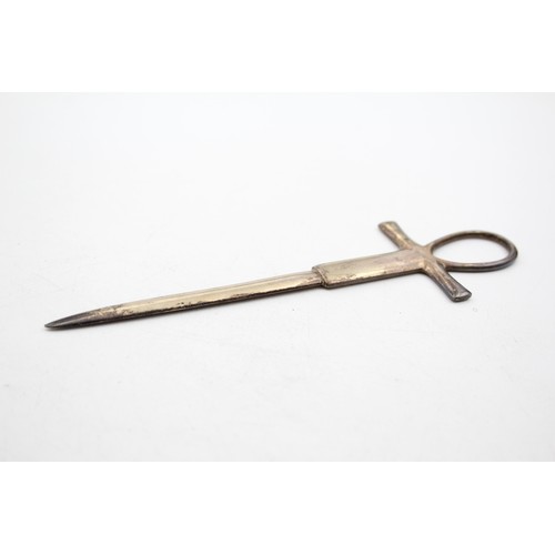 295 - Vintage Stamped .800 CONTINENTAL SILVER Ankh Cross Letter Opener (37g)     559211