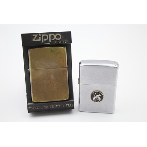 298 - 2 x Assorted ZIPPO Cigarette Lighters Inc Shriners International, Vintage, Brass     567103