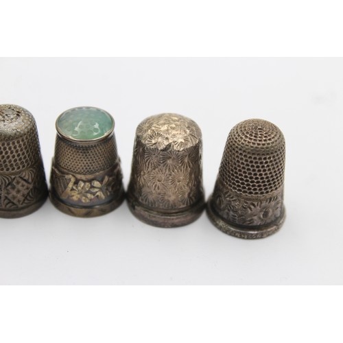 306 - 6 x Antique / Vintage .925 STERLING SILVER Thimbles (31g)     694161