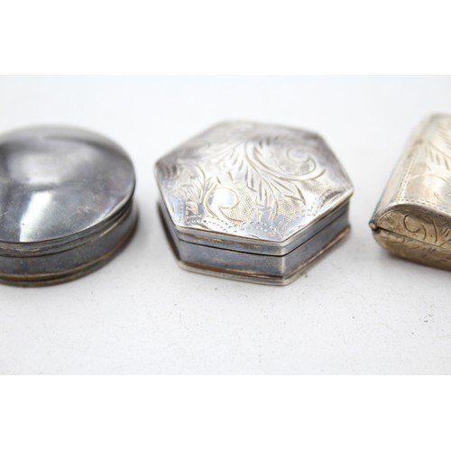 309 - 3 x Assorted Vintage Hallmarked .925 STERLING SILVER Pill / Trinket Boxes (34g)     628489