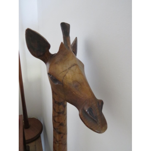 934 - Family of African Hardwood Giraffes. Each has damage to horns. Tallest 64 inches tall. See photos. S... 