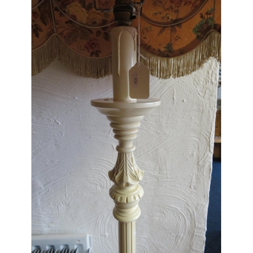 936 - Painted wooden standard lamp with shade. Height 65 inches. See photos. S2