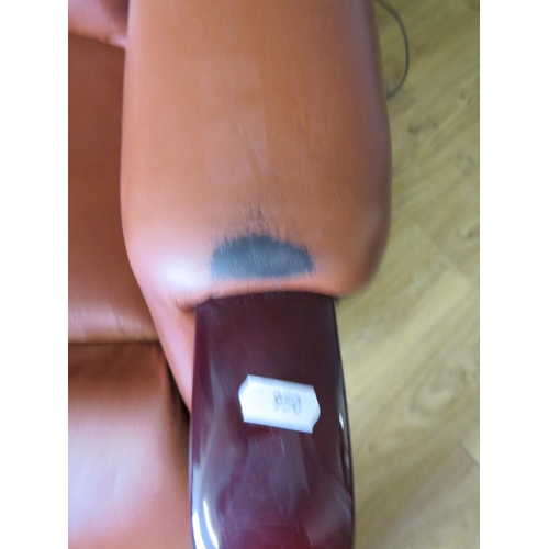 940 - Very Comfortable Single motor electric Rise/Recline armchair.  Soft brown leather, slight rubbing to... 