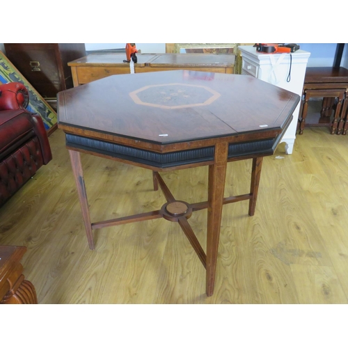 954 - Late 19th Century 
Rosewood Octagonal topped table. Decorated with inlaid Marquetry panels and inlay... 