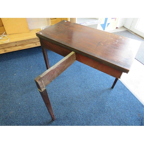 964 - Victorian Mahogany table with fold over top supported by single gate leg support.  H:28 x W:35 x D:1... 