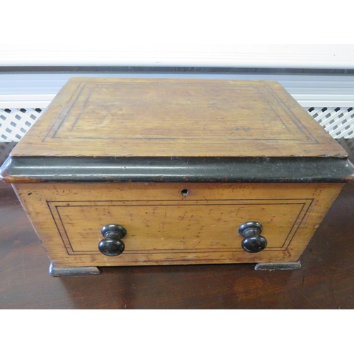 968 - Antique keepsake box. Faux drawer to front.  Interesting little box 8 inches tall . See photos. S2