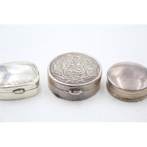 312 - 3 x Assorted Vintage Stamped .925 STERLING SILVER Pill / Trinket Boxes (23g)     665223