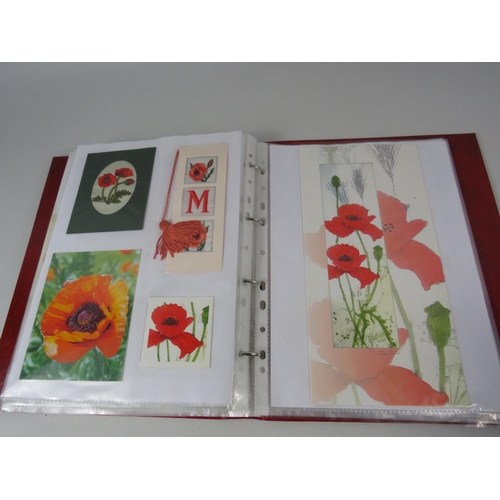 690 - Folder containing a large quantity of poppy related postcards, cards and bookmarks etc.