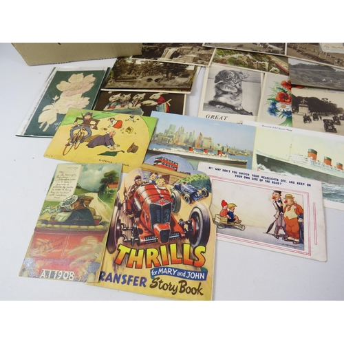 691 - Box of 300 plus mixed vintage and modern postcards, topographical, comical etc.