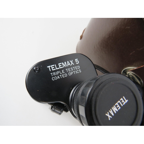 704 - Pair Telemax 5 10x50 Field Binoculars with leather case.