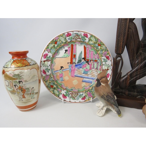 726 - Mixed lot to include Famille rose style oriental plates, Vienna vase, Goebel bird etc.