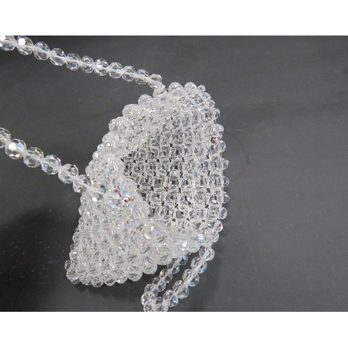 729 - Small Asfour diamond crystal purse. 15cm by 21cm including handles.