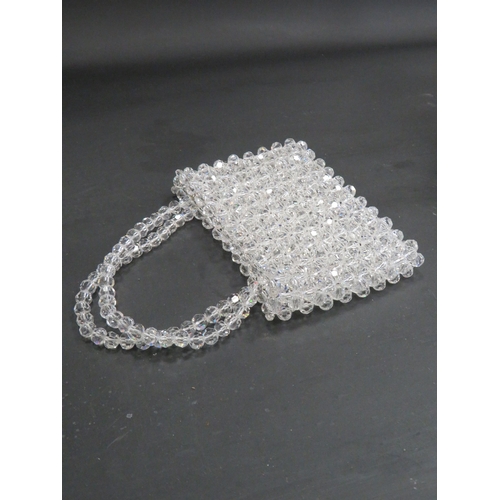 729 - Small Asfour diamond crystal purse. 15cm by 21cm including handles.