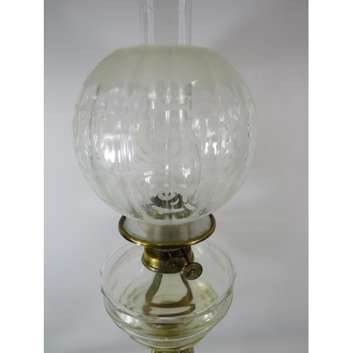 748 - Very large heavy ornate brass Duplex oil lamp. 32.5