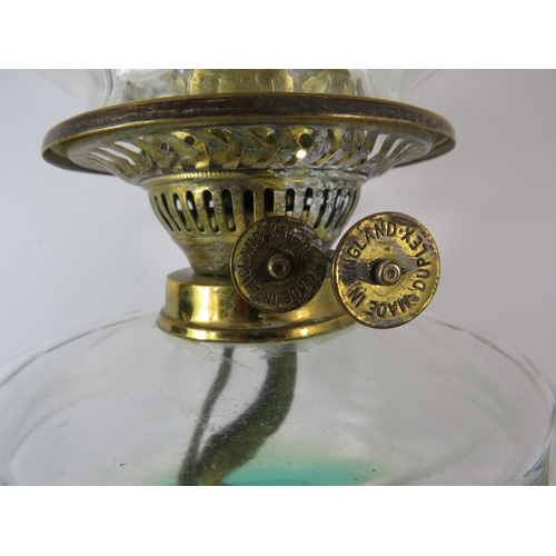 755 - Very large heavy ornate brass Duplex oil lamp. 32.5