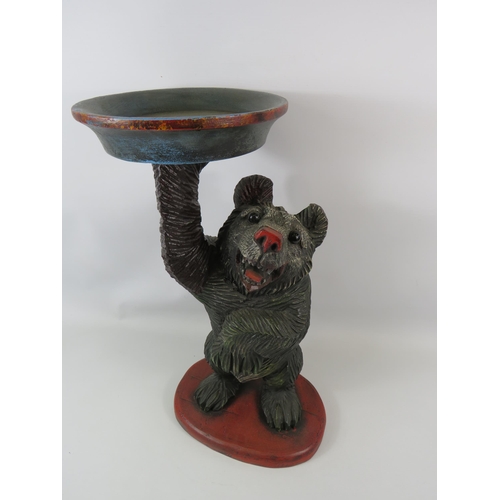 764 - Carved wood effect resin bear plant stand. 21