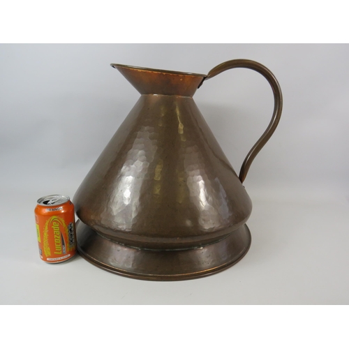 774 - Very large hammered copper jug with handle. 15