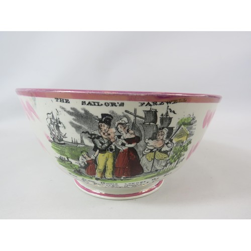 742 - 19th Century Sunderland lustre Crimea bowl. 11cm deep and 21.5cm.