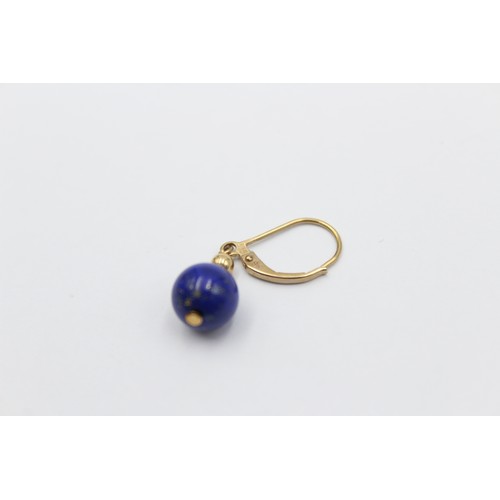 363 - 9ct gold lapis lazuli drop earrings (2.2g)     788871